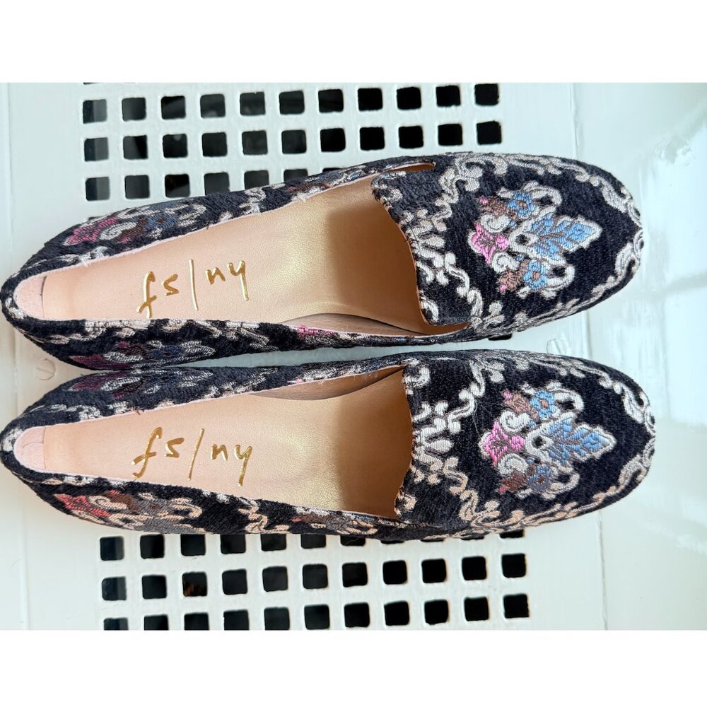 French Sole New York Celeste Black Jacquard Shoes Size 10